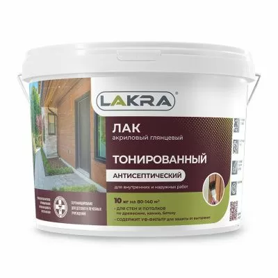Лак тонированный акриловый с уф-фильтром рябина 0,9 кг Лакра