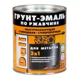 Грунт-эмаль по ржавчине 3 в 1 гладкая DALI, RAL 9005 черный, 2 л