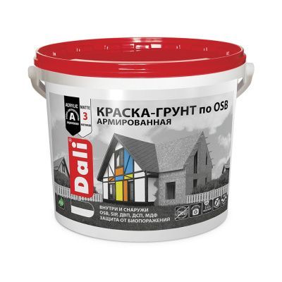 Краска-грунт по OSB, армированная, атмосферостойкая, база А Dali 12 кг